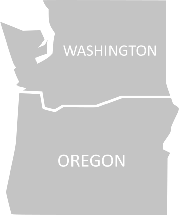 Map showing Oregon and Washington service area